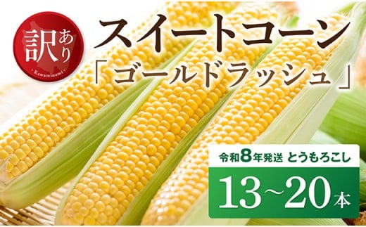 【訳あり】令和8年発送　宮崎県産とうもろこし　スイートコーン「ゴールドラッシュ」13〜20本【新鮮 農家直送 トウモロコシ 産地直送 季節限定 期間限定 宮崎県産 九州産】