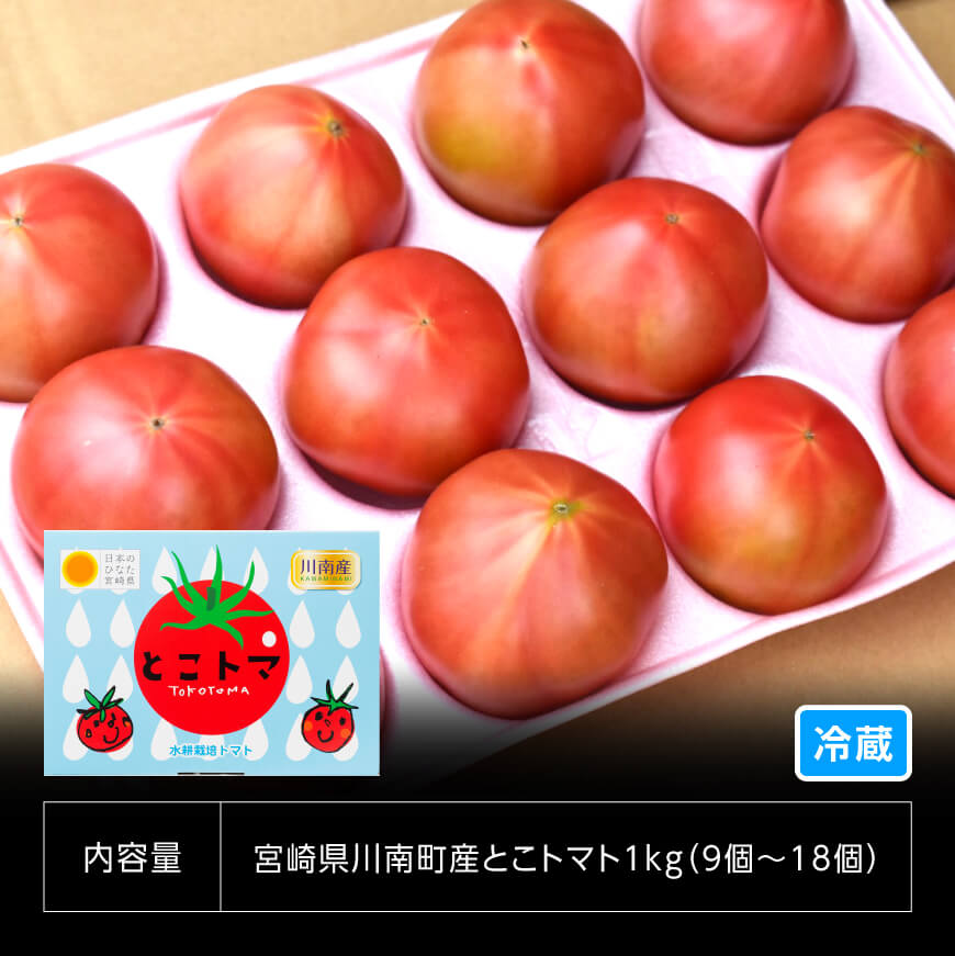 宮崎県産トマト　とこうさんのトマト1kg（9～18個） 【 宮崎県産 九州産 川南町産 トマト とまと 野菜 ヘルシー】