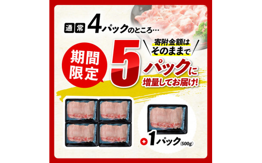 【 期間限定 】 宮崎県産 豚ロース しゃぶしゃぶ 2.5kg ( 500g ×5 ) 【 豚肉 豚 肉 国産 うす切り 】