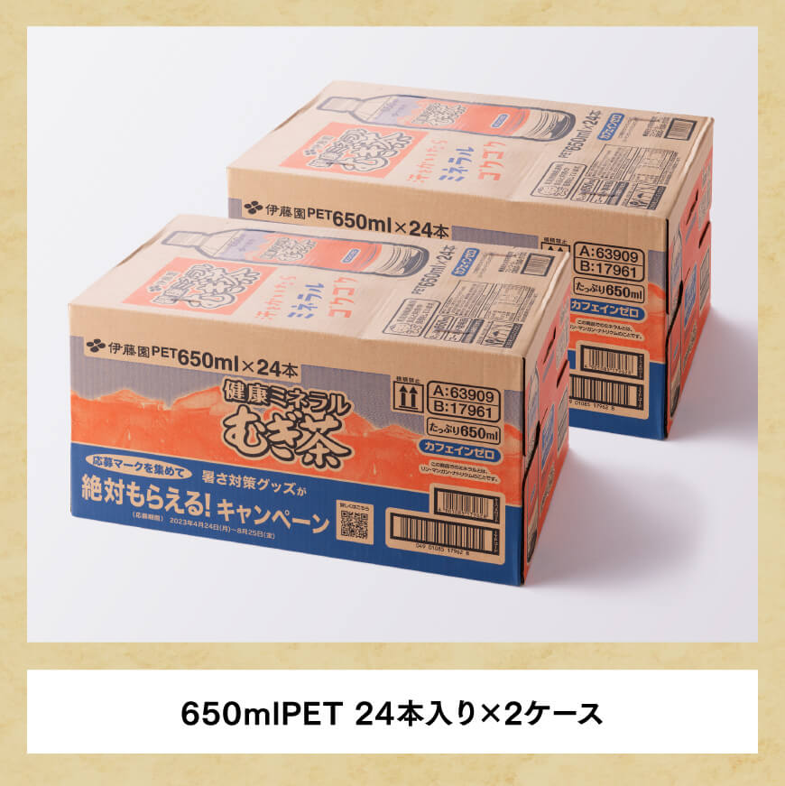 【3ヶ月定期便】 伊藤園 健康ミネラル むぎ茶 （ PET ） 650ml×48本 【 送料無料 お茶 麦茶 ペットボトル カロリーゼロ カフェインゼロ 飲料 定期便 】