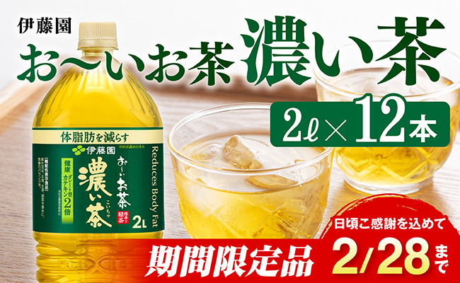 [期間限定]お〜いお茶 濃い茶2L×6本×2ケース[伊藤園 お茶 緑茶 飲料 ソフトドリンク ペットボトル お〜いお茶]