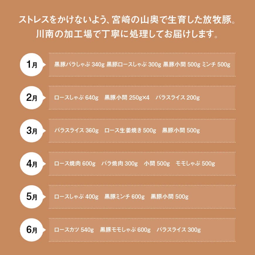 【12ヶ月定期便】宮崎県川南町産 放牧豚定期便B（放牧黒豚入り） 【 豚 肉 豚肉 黒豚 国産 九州産 宮崎県産 川南町 加工品 セット 送料無料 】