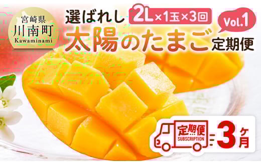 【3ヶ月定期便】選ばれし太陽のたまご定期便Vol.1 【 川南町産 くだもの マンゴー   】