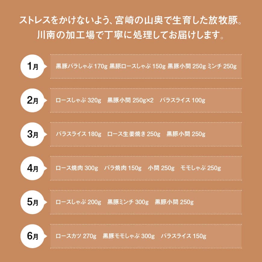 【12ヶ月定期便】宮崎県川南町産 放牧豚定期便A（放牧黒豚入り） 【 豚 肉 豚肉 黒豚 国産 九州産 宮崎県産 川南町 加工品 セット 送料無料 】