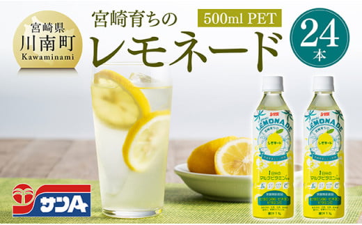サンA宮崎育ちのレモネード500mlＰＥＴ　24本入り【飲料 栄養機能食品 レモン 檸檬 マルチビタミン配合 PET セット ジュース 長期保存 備蓄 送料無料】