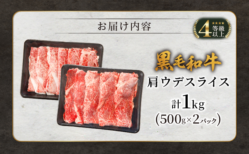 【令和7年1月発送】生産者応援≪肉質等級4等級以上≫黒毛和牛肩ウデスライス(計1kg) 肉 牛 牛肉 おかず 国産_T030-0071-701