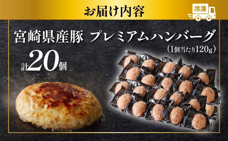 宮崎県産豚プレミアムハンバーグ(計20個) 肉 豚肉 加工品 惣菜 国産_T001-0121
