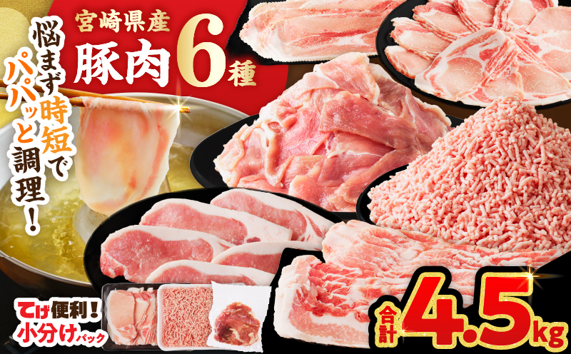 ≪宮崎県産≫豚肉6種＼てげスゲーセット／合計4.5kg 肉 豚 豚肉 おかず 国産_T009-032