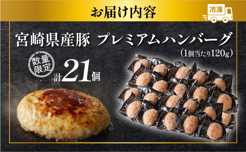 ≪年末年始限定≫宮崎県産豚プレミアムハンバーグ(計21個) 肉 豚肉 加工品 惣菜 国産_T001-012-ZO2