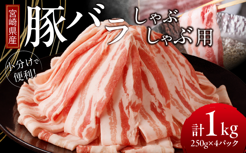 宮崎県産豚バラしゃぶしゃぶ用(計1kg) 肉 豚 豚肉 おかず 国産_T009-013