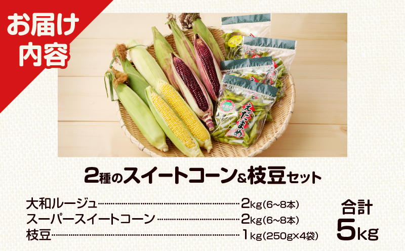 先行予約≪期間限定≫2種のスイートコーン＆枝豆セット(合計5kg) 野菜 旬 国産_T003-009