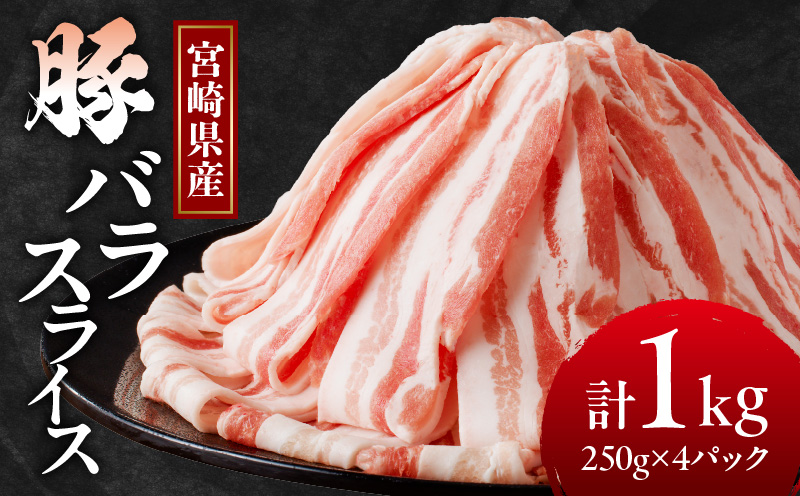 宮崎県産豚バラスライス計1kg 肉 豚 豚肉 おかず 国産_T009-011