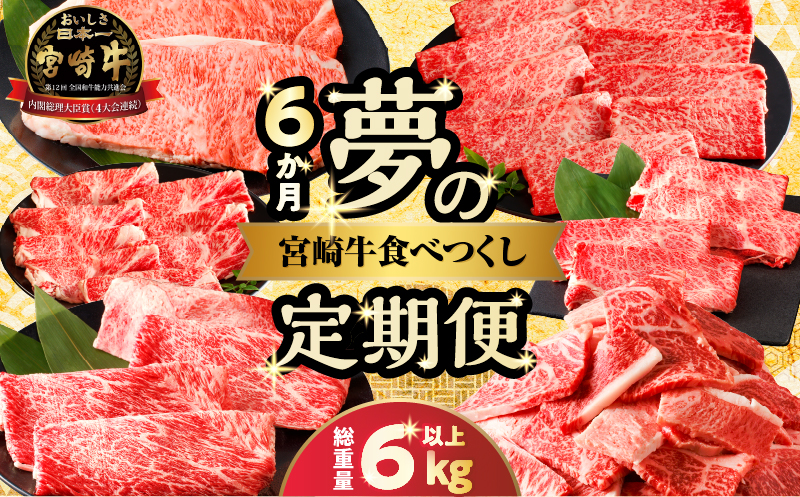 ≪6か月定期便≫夢の宮崎牛食べつくしセット(総重量6kg以上) 肉 牛 牛肉 おかず 国産_T030-068