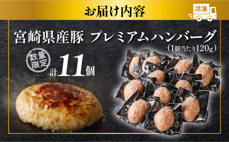 ≪年末年始限定≫宮崎県産豚プレミアムハンバーグ(計11個) 肉 豚肉 加工品 惣菜 国産_T001-010-ZO2