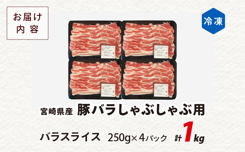 宮崎県産豚バラしゃぶしゃぶ用(計1kg) 肉 豚 豚肉 おかず 国産_T009-013