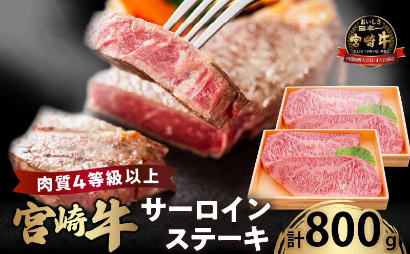 宮崎牛サーロインステーキ(計800g) 肉 牛 牛肉 国産_T050-002