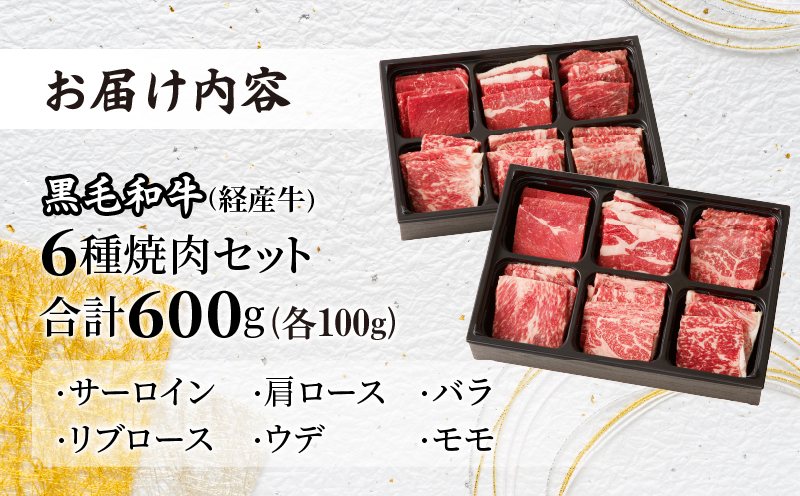 生産者応援≪訳あり≫黒毛和牛(経産牛)6種焼肉セット(合計600g) 肉 牛 牛肉 おかず  国産_T030-023-2W|JALふるさと納税|JALのマイルがたまるふるさと納税サイト