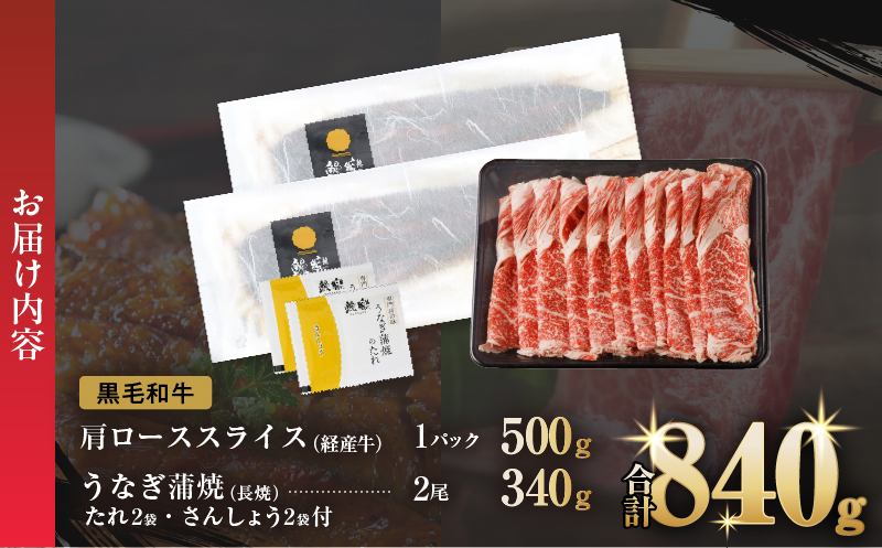 ≪数量限定≫うなぎ×黒毛和牛(経産牛) 都農町最強セットD 肉 牛 牛肉 おかず 国産_T030-074