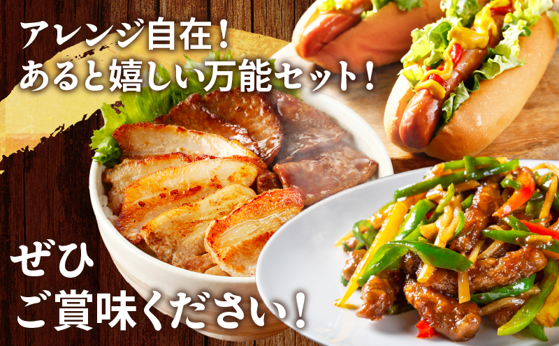 生産者応援≪宮崎県産≫黒毛和牛・豚焼肉＆粗挽きウインナーセット(合計980g) 肉 牛肉 豚肉 おかず 国産_T030-0051