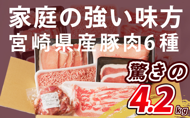 ≪宮崎県産≫豚肉6種＼てげスゲーセット／合計4.2kg 肉 豚 豚肉 おかず 国産_T009-012