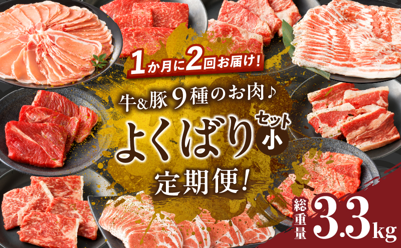 ≪定期便≫＼1か月に2回お届け!!／牛＆豚!!９種のお肉よくばりセット(小)【総重量3.3kg】 肉 牛 牛肉 おかず 国産_T030-037