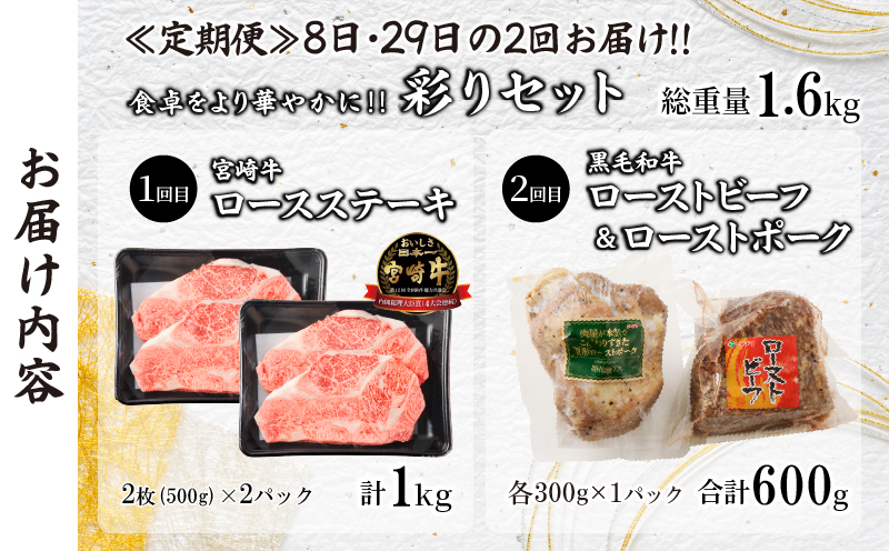 ≪定期便≫＼1か月に2回お届け!!／食卓をより華やかに‼彩りセット【総重量1.6kg】 肉 牛 牛肉 焼肉 国産_T030-048