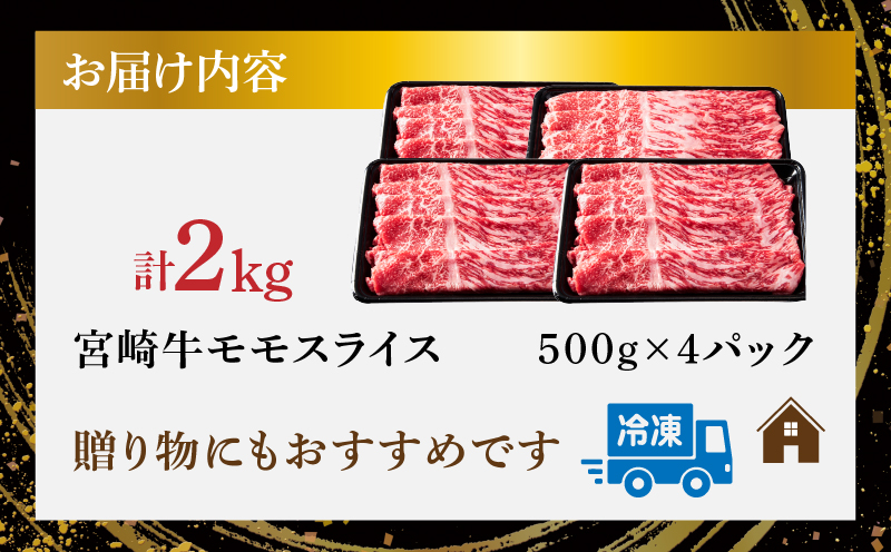 宮崎牛モモスライス(すき焼き用)計2kg 肉 牛 牛肉 焼肉 国産_T009-023