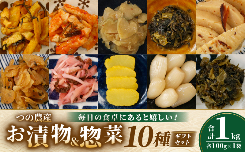 お漬物＆惣菜10種のギフトセット(合計1kg) つけもの おかず 野菜 加工品 国産_T037-008