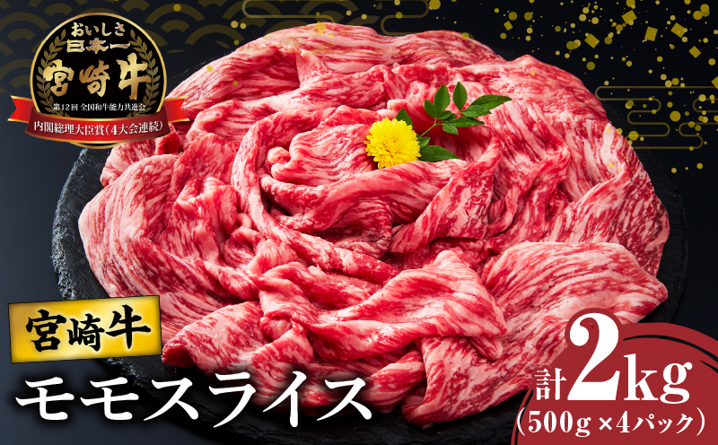 宮崎牛モモスライス(すき焼き用)計2kg 肉 牛 牛肉 焼肉 国産_T009-023