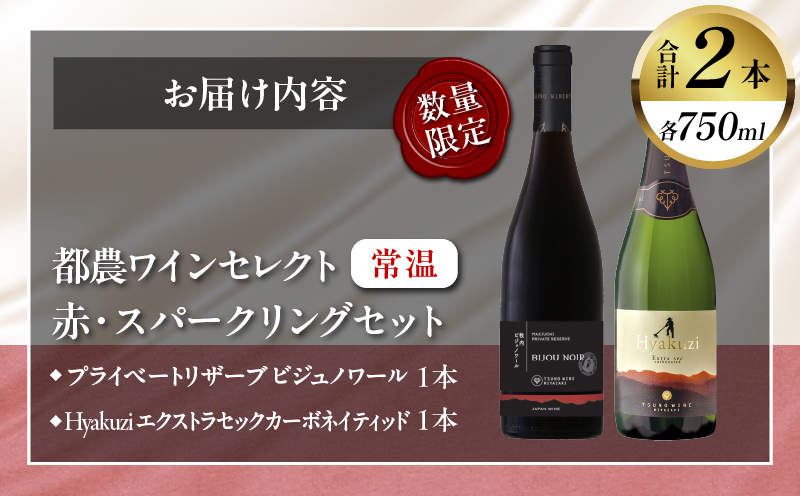 ≪数量限定≫都農ワインセレクト赤・スパークリング2本セット 酒 飲料 アルコール 国産_T014-012