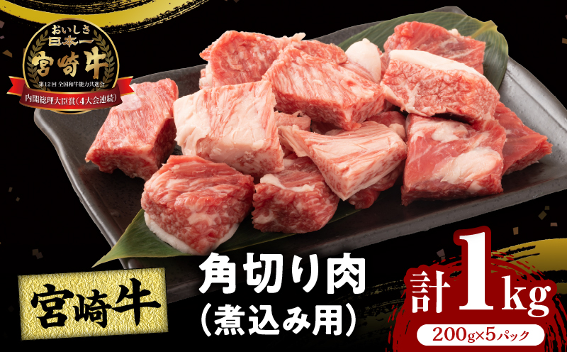 宮崎牛角切り肉(煮込み用)計1kg 肉 牛 牛肉 おかず 国産_T009-029