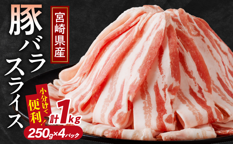 宮崎県産豚バラスライス計1kg 肉 豚 豚肉 おかず 国産_T009-0113