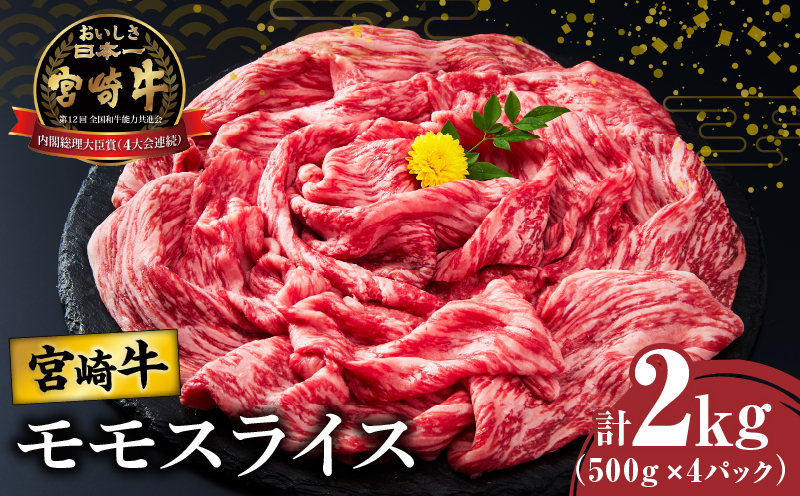 宮崎牛モモスライス(すき焼き用)計2kg 肉 牛 牛肉 焼肉 国産_T009-0232