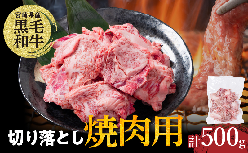 【2週間以内発送】宮崎県産黒毛和牛切り落とし(焼肉用)計500g 肉 牛 牛肉 国産_T023-0165