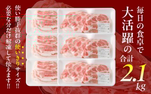 宮崎県産豚バラ＆豚肩ローススライスセット合計2.1kg 肉 豚 豚肉 焼肉 国産_T009-0075