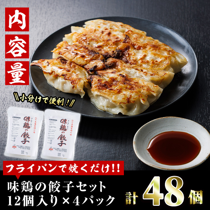 鶏の本場の老舗鶏屋が作る味鶏の餃子セット (計48個・1Pあたり12個入・柚子胡椒30g付き！) 鶏餃子 餃子 鶏肉 ぎょうざ おかず お惣菜 おつまみ 冷凍【V-70】【味鶏フーズ】