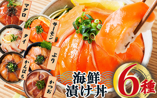 ＜お試しサイズ＞海鮮 お魚 漬け丼 6種 セット ぶり 真鯛 カンパチ マグロ サーモン カツオのたたき 食べ比べ 簡単 便利 小分け 個包装 まだい 鰤 鮪 鰹 お取り寄せ 海鮮丼 時短 【UZ-16】【請関水産】