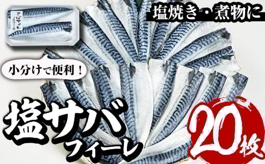 塩サバフィーレ(20枚・計約2.5kg)鯖 さば 塩焼き 煮物 小分け 魚 海産物 冷凍【E-29】【水永水産】