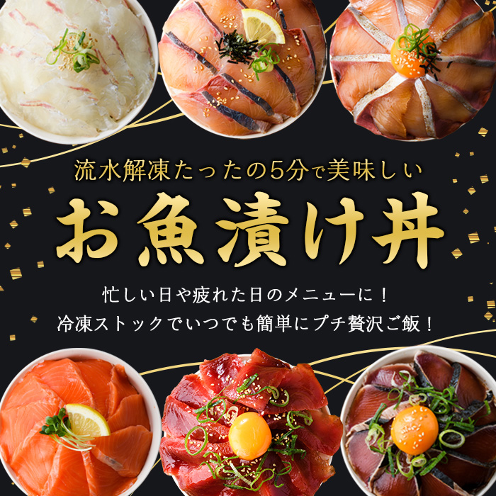 ＜お試しサイズ＞海鮮 お魚 漬け丼 6種 セット ぶり 真鯛 カンパチ マグロ サーモン カツオのたたき 食べ比べ 簡単 便利 小分け 個包装 まだい 鰤 鮪 鰹 お取り寄せ 海鮮丼 時短 【UZ-16】【請関水産】