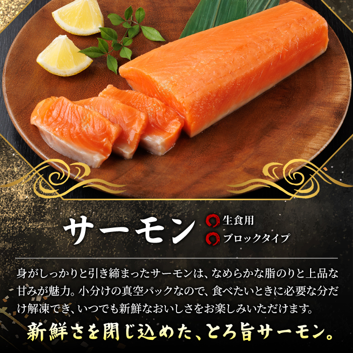 生食用 サーモン ブロック(計1.5kg・250g×6P) 鮭 小分け 真空 パック 冷凍 刺身 シャケ サケ 魚 魚介 【AW-101】【丸正水産】