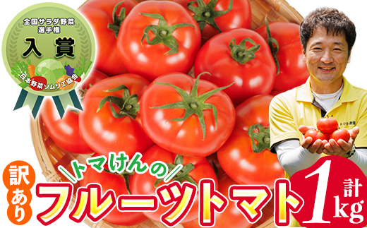 ＼全国サラダ野菜選手権 入賞 ／ 訳あり トマけんのフルーツトマト(計1kg) フルーツトマト 高糖度 トマト サラダ 野菜 旬野菜 冷蔵 門川町産 宮崎県 門川町 【TK-02】【トマけん農園】