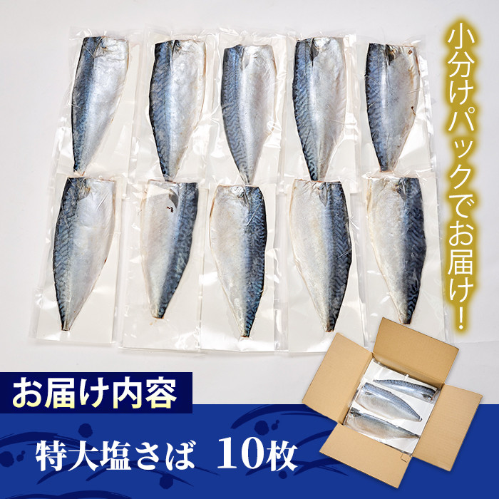 特大塩さば(10枚) 鯖 サバ 焼き魚 簡単 時短 おかず お弁当 国産 冷凍 宮崎県 門川町【AW-35】【丸正水産】