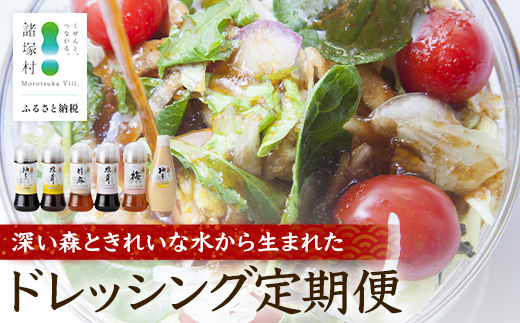 【定期便3か月毎全3回】ドレッシング定期便 常温｜ドレッシング マヨネーズ ソース ノンオイルドレッシング 調味料 椎茸 胡麻ドレッシング 柚子 梅 サラダ もろっこはうす 宮崎県 諸塚村 MO-51