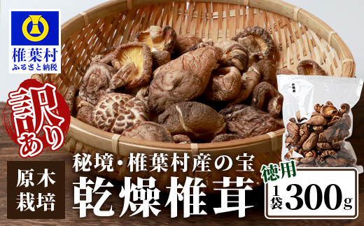 【訳あり】【徳用】秘境・椎葉村産 原木 乾しいたけ 300g［送料無料 宮崎県産 国産 原木椎茸 原木 椎茸 シイタケ しいたけ 乾しいたけ 干し椎茸 原木栽培 産地直送 乾物 きのこ グアニル酸 ビタミンD おすすめ 栄養 美容 食物繊維 煮物 みそ汁 汁もの ダシ 出汁 お鍋 鍋 特産品 ご当地 お取り寄せ 大容量 調味料 ギフト 贈物 プレゼント お中元 お歳暮 化粧箱入］【JA-32】