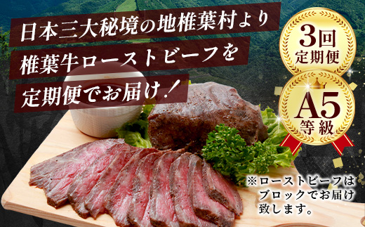 【定期便】3回定期便 宮崎県産 大人気！椎葉牛 ローストビーフブロック 200g（100g×2P）［送料無料 定期便 宮崎 椎葉 ローストビーフブロック ローストビーフ ブロック 国産 国産牛 黒毛和牛 和牛 牛肉 赤身 にく おにく 肉 牛 お肉  ブロック肉 冷凍 食べ物 食品 贅沢 ごちそう お取り寄せ お取り寄せグルメ グルメ 贈物 定期 ギフト 日本三大秘境 おすすめ 人気］TK-103