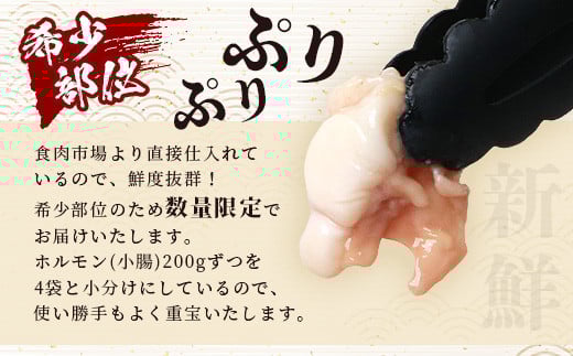 宮崎県産 椎葉牛 ぷりぷりホルモン（小腸）もつ鍋・焼肉用 200g×4P（800g）［宮崎 椎葉 国産 国産牛 ほるもん ホルモン 牛モツ もつ モツ もつなべ もつ鍋 モツ鍋 コラーゲン ホルモン単品 おつまみ つまみ やきにく 焼肉 BBQ バーベキュー アウトドア キャンプ 冷凍 贈物 ギフト お中元 お歳暮 日本三大秘境］【TK-82】