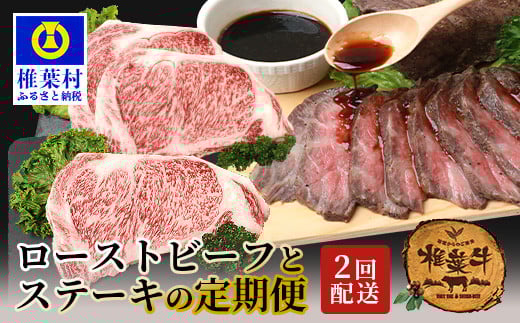 【定期便2回】総重量1kg 椎葉牛 ローストビーフとステーキの定期便 A5等級指定 ［宮崎県 椎葉村 国産 国産牛 黒毛和牛 和牛 牛 牛肉 赤身 にく おにく 肉 お肉 a5 A5 ステーキ サーロイン ローストビーフ ブロック肉 やきにく 焼肉 冷凍 ごちそう 贈物 日本三大秘境］【TK-64】