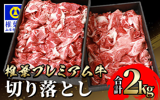 宮崎県産 椎葉プレミアム牛 切り落とし 2kg［宮崎県 椎葉村 国産 国産牛 黒毛和牛 和牛 牛 牛肉 赤身 にく おにく 肉 お肉 やきにく 焼肉 カレー シチュー バーベキュー 炒め物 冷凍 ごちそう 贈物 日本三大秘境］【TK-50】