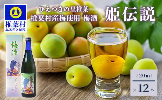椎葉村産梅使用 梅酒「姫伝説」720ml×12本セット［ 送料無料 宮崎 椎葉 うめしゅ ウメシュ 梅酒 うめ ウメ 梅 さけ おさけ 酒 お酒 食前酒 デザート酒 女性 おしゃれ 誕生日祝い お歳暮 お祝い 12本 贈物 ギフト プレゼント］【SN-09】