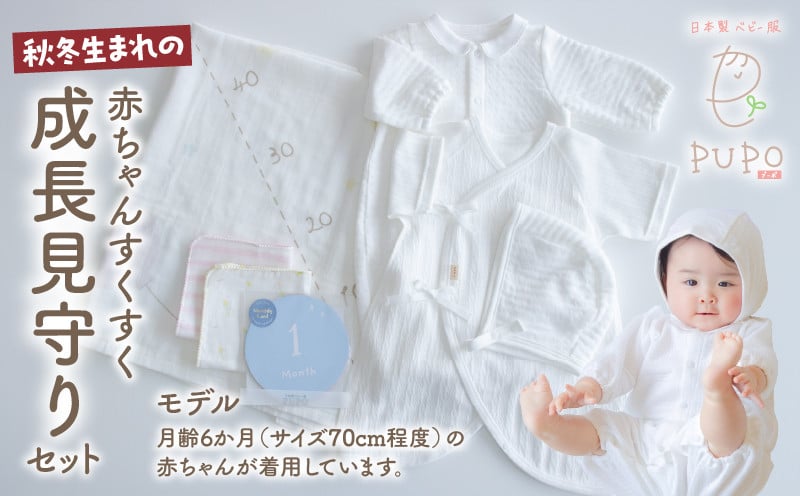 秋冬生まれの赤ちゃんすくすく成長見守りセット タオル 月齢カード ハンカチ ドレス ボンネット コンビ肌着 出産準備 赤ちゃん用品 ニット ベビー用品 ベビーグッズ ベビー服 ベビーウェア 育児 秋服 冬服 国産 _Tk032-021